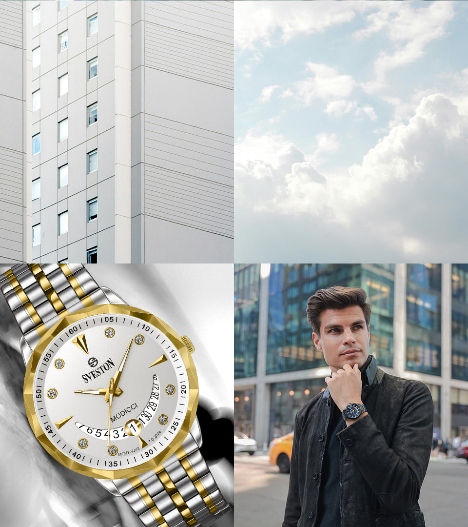 Sveston Modicci in a luxury watch case
